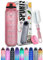 K-MART Water Bottle 1L, Sports Water Bottle with Time Markings, BPA-Free, Leak-Proof Drinks Bottle, Perfect for Running, Cycling, Gym, Yoga, Camping and Outdoor Activities, Pink