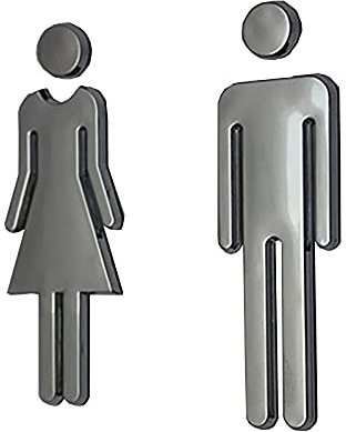 Segnaletica for WC,Segnale for bagno,Segnale for WC moderno in acrilico da 7,8 pollici con retro adesivo Segnaletica for WC for uomini e donne,Adesivi murali Targhe for WC/Oro/20 * 6Cm ( Color : Silve