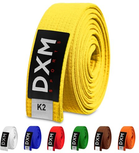 DXM SPORTS BJJ Jiu Jitsu Belt - Taekwondo Karate Belt - Martial Arts Uniform Ranking Judo Belt Double Stitched for Kids Adult (Yellow, 280cm)