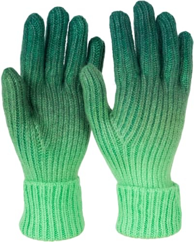styleBREAKER Damen Strick Handschuhe mit Farbverlauf Muster, Winter Ombré Strickhandschuhe, Fingerhandschuhe 09010045, Farbe:Dunkelgrün-Grün