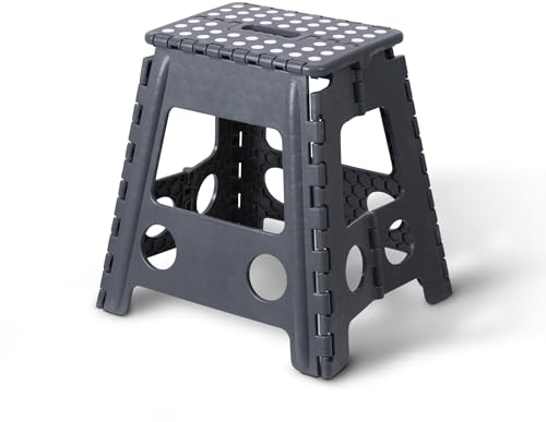 Klapphocker aus Kunststoff - belastbar bis 90kg - (Größe: 39x32x39cm) - Faltbarer Badhocker mit Tragegriff