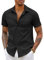 COOFANDY Men's Black XL Slim Fit Short Sleeve Stretch Dress Shirt Casual Business Shirt