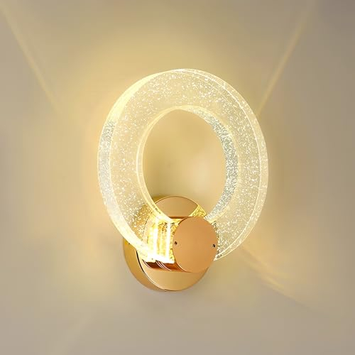 KRUIHAN Wandleuchten LED Modern Minimalistisch Kristall Wandleuchten Gold Wandleuchten fuir Innen Dreifarbig Wandbeleuchtung für Schlafzimmer,Wohnzimmer,Bett,Dachboden,Diele,Treppe(S)