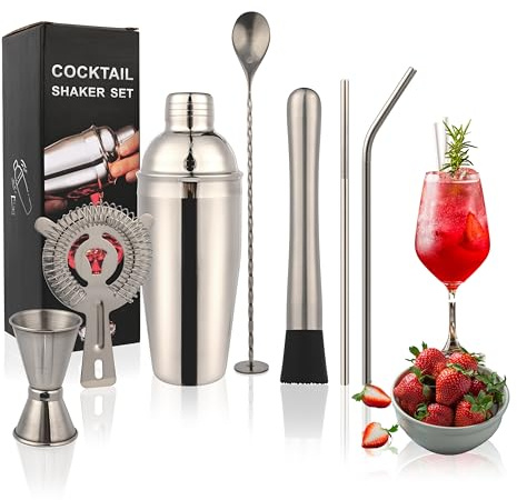 Mixology Bartender Kit, 8-Piece Cocktail Shaker Set Stainless Steel Drink Shaker Bar Set, Perfect Cocktail Set for Drink Mixing, Home, Bar and Parties