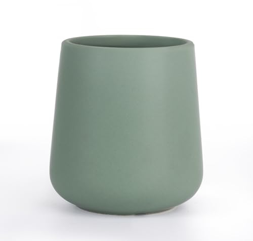 Autumnlife Toothbrush Holder Ceramic, 12 oz Bathroom Toothbrush Cup Green Mouthwash Holder, Reusable Toothbrush Holders for Toothbrush and Toothpaste, Matte Green