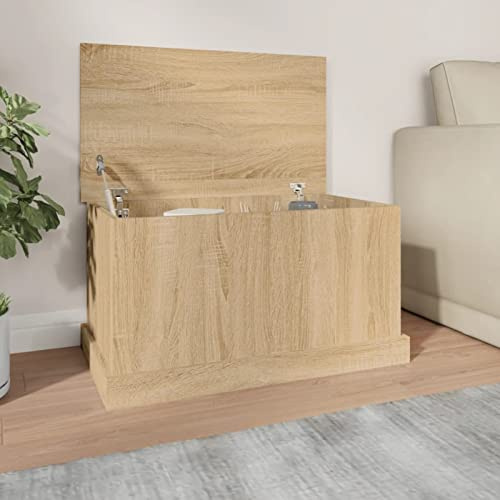 IKAYAA Baule da Esterno in Legno - Cassapanca per Giardino - Contenitore per Mobili e Cuscini - Rovere Sonoma - 70x40x38 cm