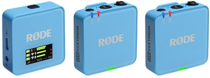 RØDE Wireless GO (Gen 3) – Kompakt trådlös mikrofon – Kristallklart ljud, 32-bitars floatinspelning, automatisk nivåkontroll, för telefoner, kameror och datorer (Blå)