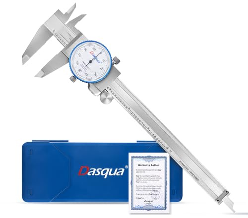 Dasqua 0-6 Dial Caliper Measuring Tool, Double Shock-Proof, Made of Solid Stainless Steel, Accuracy ±0.00065, Graduation 0.001, Professional High Precision Caliper for Machinists & Woodworking