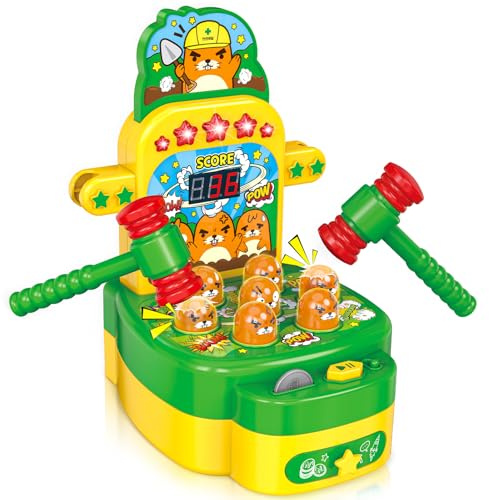 OKKIDY Gioco Whac-A-Mole per Bambini 3+ Anni, Giocattolo Interattivo Musicale con 2 Martelli, Giocattolo Educativo per Sviluppare Motricità e Riflessi