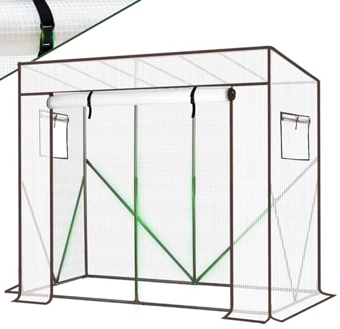 Sekey Gewächshaus Foliengewächshaus 200x170x77 cm, Tomatengewächshaus Balkon, Tomatenhaus Stabil, Gewächshaus Klein Tomatenhaus Balkon Outdoor - Stabil, Winterfest, Luftdurchlässig, Weiß
