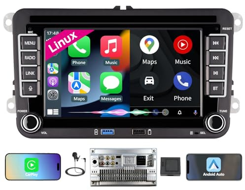 [Snabbstart] Linux-bilradio för VW Golf 5/Golf 6/Polo/Passat, VW-radio med trådlös CarPlay och Android Auto,VW 7 tums skärm, kompatibel med original AM/FM-styrstyrning