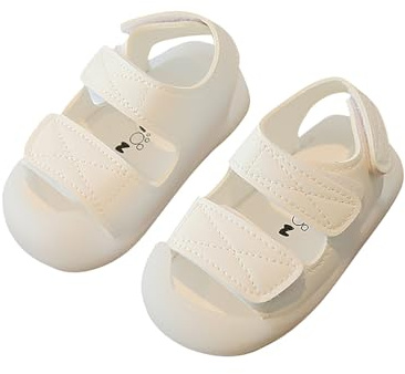 Sandali estivi da ragazza, con punta chiusa, unisex, per bambini, da trekking, per attività all'aria aperta, antiscivolo, piatti, eleganti, alla moda, per il tempo libero, bianco, 21 EU