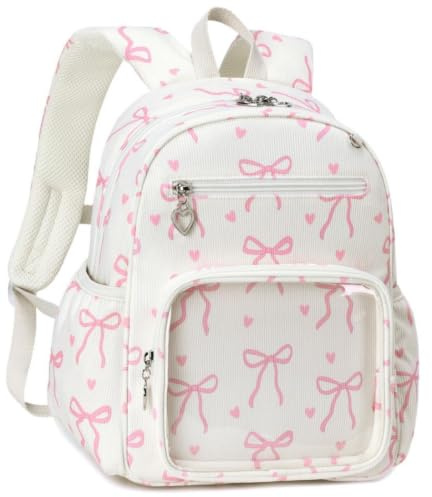 LEDAOU Barnryggsäck flicka, dagis ryggsäck sladd med bröstbälte, ryggsäck för barn 2–4 år, Kära fjärilsknut – beige, Für 2–4 Jahre (12″ hoch, kein Platz für A4-Ordner), Avslappnad