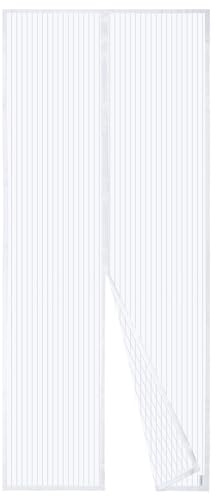 Moustiquaire Magnétique Pour Porte Apalus, Rideau en Maille, Joint Magnétique de Haut en Bas avec Fermeture Automatique, Maintient l'air frais à l'intérieur (90x220 CM,Blanc)