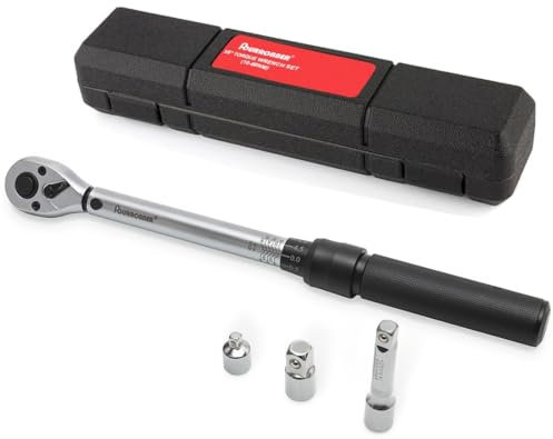 FOURROBBER Torque Wrench Set 3/8-inch Drive Click Dual-Direction Adjustable 72-Tooth Torque Wrench with Buckle 10-60Nm,Bicycle Maintenance Kit for Road & Mountain Bikes