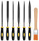 6 Pcs Needle File Set, Metal Wood Rasps Files Tool Sets, Carbon Steel File Kit with Handle for Metal, Woodworking, Glass, Plastic, Sanding, Leather, Jewelry, with Wood Handle Brush