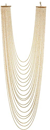 COOLSTEELANDBEYOND Gold Lange Statement Halskette Wasserfall Multi-Schichten Ball Kette Anhänger Abendkleid