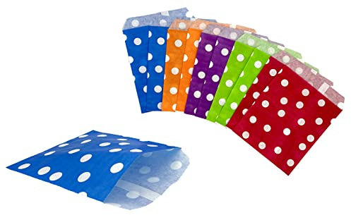 PAKNOR® Sacchetti di carta, 50 sacchetti regalo colorati, 13 x 17 cm, sacchetti per caramelle per confezionare regali, regali di compleanno per bambini, matrimoni, feste, ecc. (50)