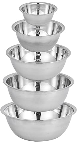 NUZAMAS Lot de 5 bols mélangeurs en acier inoxydable Ensemble de bols mélangeurs économiques en acier inoxydable pour réfrigérateur domestique et organisateurs de stockage des aliments de cuisine