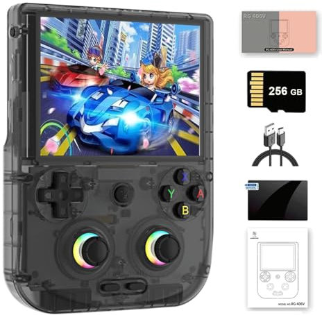 NULA RG406V Retro Handheld Spielkonsole, mit 256G TF-Karte / 9000+ Spiele Android 13 Unisoc T820-Prozessor, 4-Zoll-IPS-Touchscreen Arcade Videospielkonsolen, Unterstützt 5G WiFi Bluetooth