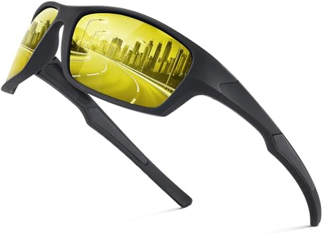 suoso Anti Glare Night Driving Glasses For Men And Women-Yellow Lens-Nighttime Driving Glasses-Cycling Glasses-Sports Sunglasses-Suitable for Night-Cloudy-Rainy,AA01