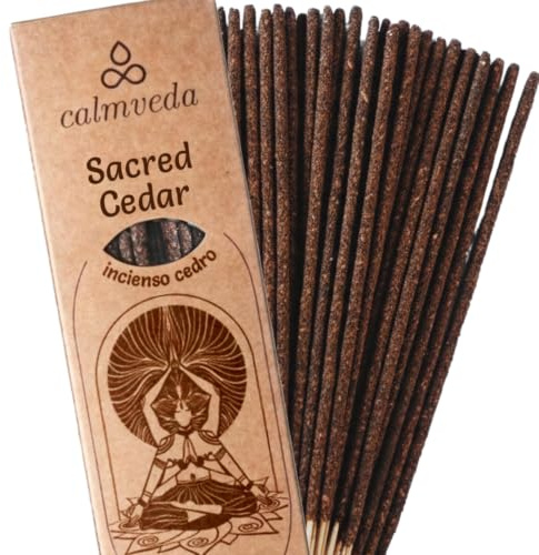 Balsam Cedarwood Incense Resin Smudge - 24+ Sticks, for Christmas Energy | Himalayan Cedar Chips powder blend, 2x Thick Natural hand rolled easy use 9 inch Stick, Balsam Fir & Cypress Aroma