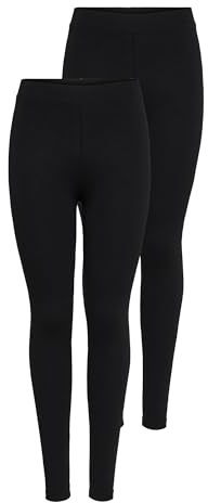 Only Onllive Love New Leggings 2-PK Noos, Negro (Black Pack: Black and Black), L Mujer