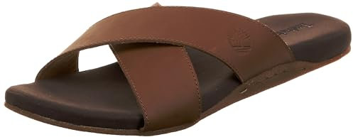 Timberland Herren Seaton Bay Cross Strap Slide Sandalen, Braun Rust Leather, 43 EU