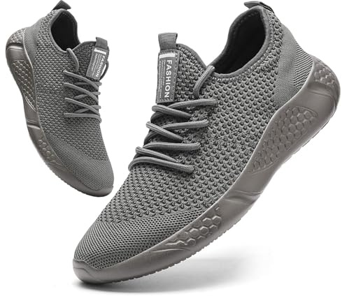 Trainers for Men Running Shoes Sports Gym Jogging Sneakers,Grey,9.5 UK