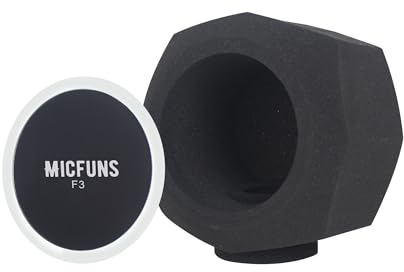Micfuns Studio-Mikrofon-Windschutzscheibe, F3-Mikrofon, Windschutz, Pop-Filter für 4,5 cm - 6 cm Gesangsisolations-Kabine, tragbare Studio-Ausrüstung, schalldichte Abdeckung