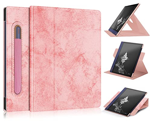 TOPCASE Hülle für Boox Note Air/BOOX Note Air 2/ Boox Note Air 2 Plus 10.3 Zoll, Um 360° drehen Smart Case,mit Stifthalter und Standfunktion,Rosa