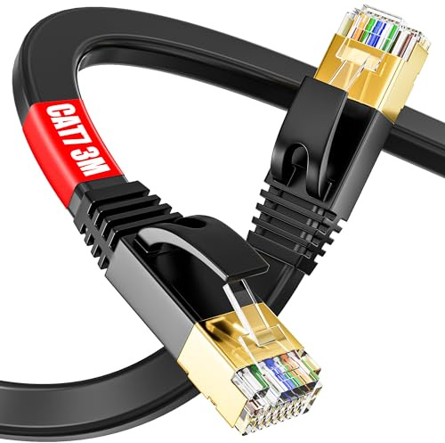 Soibke Ethernet Cable 3m Cat 7, Long Ethernet Internet Cable 3m High Speed | Network Cable Waterproof, S/FTP - 10Gbps - Faster than Cat6/Cat5, Lan Cable Cat 7 for PS4/5/Switch/Router/Modem (3 meter)