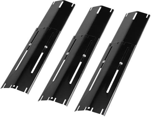 SWAWIS 3 set 29,8–53,3 cm, universell grillvärmeplatta, rostfritt stål, 430, justerbar flammakare för BBQ, för Landmann Outback Brinkmann (svart)