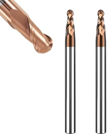 ASNOMY 2 fraises à rayon VHM, diamètre 3 mm, revêtement AlTiN HRC 55, pointes à bille en carbure, fraise CNC à 2 dents, pour métal