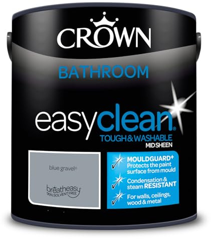 Crown Easyclean Bathroom Mid Sheen Paint 2.5L Blue Gravel