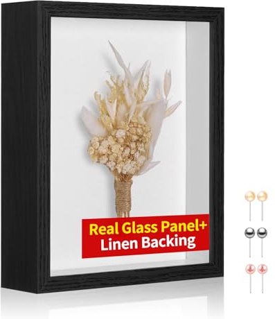 MUXIUNT 8x10 Shadow Box Picture Frame with Real Glass Panel and Linen Back