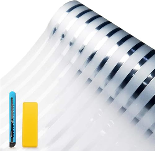 Zindoo Window Films Privacy for Glass Windows, Frosted Stripe 75x120cm | Static Cling Non-Adhesive Glass Stripe Film, Opaque Anti UV Window Sticker Vinyl Coverings Privacy for Office Home Kitchen