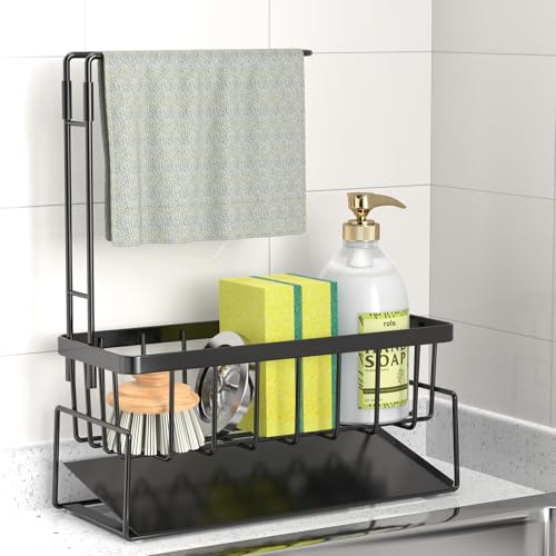 ViviDreamore Organizador de Fregadero Cocina, Organizador Fregadero con Autodrenante para Soporte de Esponja, Toallero, Paños Cocina, Baño Accesorios Acero Inoxidable Resistente a la corrosión(1)