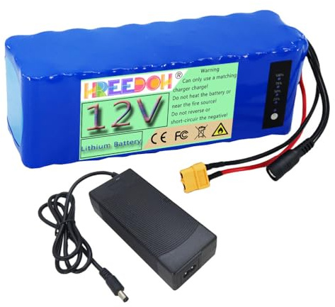 FREEDOH 12 Volt Li-jon Batteri 12V 18Ah 22Ah 24Ah 30Ah Litiumbatteri med stor kapacitet och laddare för 0-400W betesbåtsmotor