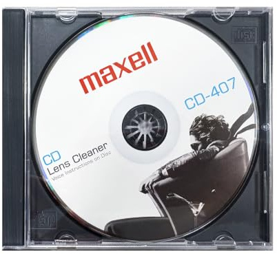 Maxell CD407 Laser Lens Cleaner, CD Player Cleaning Disc, 197342 | Safe & Effective, Microfiber Brushes, Removes Dust & Static, Easy-to-Use for CD Players, Game Systems & CD-ROM Drives