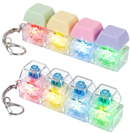 Lot de 2 Clavier Anti Stress Lumineux Porte-clés Fidget Toys, Mini Clavier Jouet Antistress Adulte, Porte Clé Clavier Clicker ASMR pour Soulager l'Anxiété, Cadeau Satisfaisant Bureau