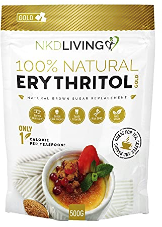 NKD Living Erythritol GOLD 500g - Natural Brown Sugar Alternative with Stevia