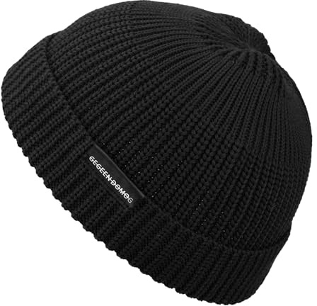 CLAPE Bonnet Docker Homme Femme Court en Tricot Knitted Beanie de Trawler Roll Cuffed Brimless Hat