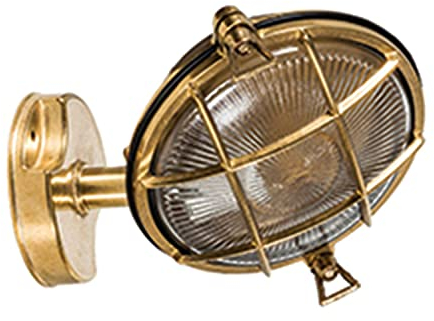 Licht-Erlebnisse Premium Schiffslampe aus Messing geriffeltes Glas rostfrei IP64 Außenwandleuchte Fassade Haus Balkon