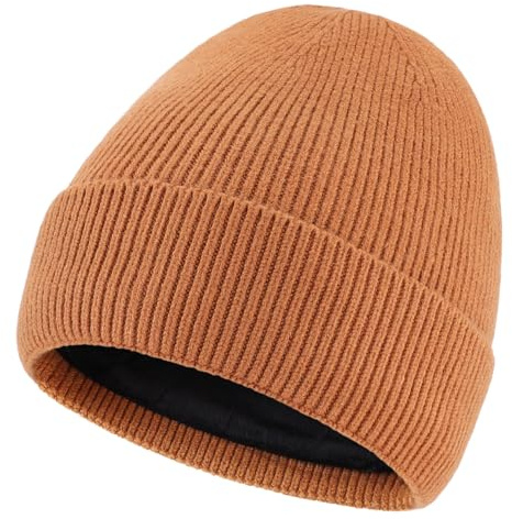 Connectyle Little Boys Kids Knit Beanie Hat Winter Fleece Lined Fold Watch Hat for Children Brown