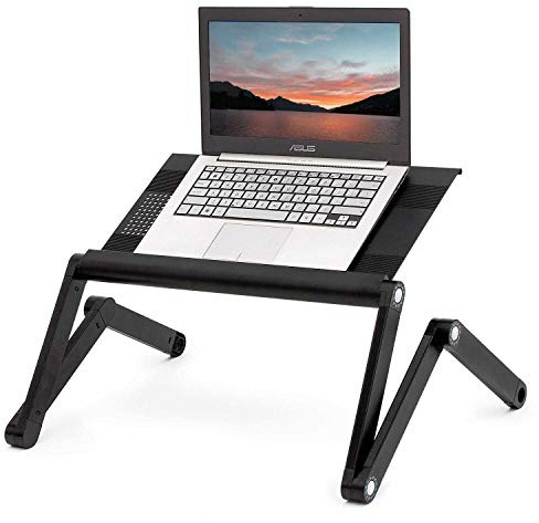 WonderWorker Nobel Mesa para Ordenador Ergonómica Extra Ancha, Soporte Ajustable para Ordenador Portátil, Bandeja de Cama, Color Negro