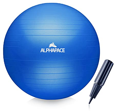 ALPHAPACE Dicker Anti-Burst Gymnastikball Sitzball Trainingsball inkl. Luft-Pumpe, Ball für Fitness, Yoga, Gymnastik, Core Training, für starken Rücken als Büro-Stuhl, Blue, 75cm