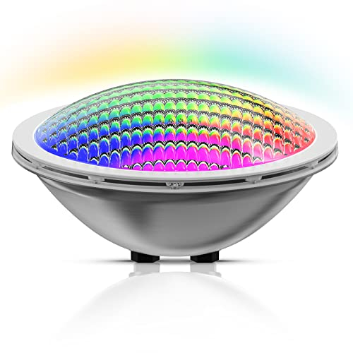 LyLmLe LED Poolbeleuchtung PAR56 30W Poollampe LED Unterwasser RGB Farbwechsel Mehrfarbig, 316L Edelstahl, IP68 Wasserdicht Poolscheinwerfer, ON/OFF-Schalter,12V AC(Keine Fernsteuerung)