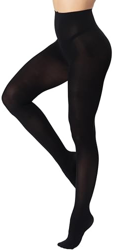 DUCMODA Womens 80 Denier Opaque Tights, Women's Soft Solid Color Footed Pantyhose, High Waist Stocking with 30+ Colors-X-S-Black