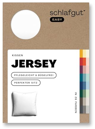 schlafgut Easy Mako-Jersey Kissenbezug 80x80 cm Full-White (Weiß) – 100% Baumwolle Kopfkissenbezug Bügelfrei mit Ton-in-Ton Reißverschluss – Made in Green by Oeko-TEX